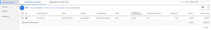 Create new conversion action