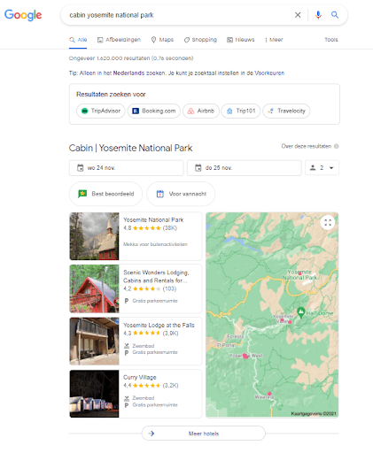 Google vacation rentals example