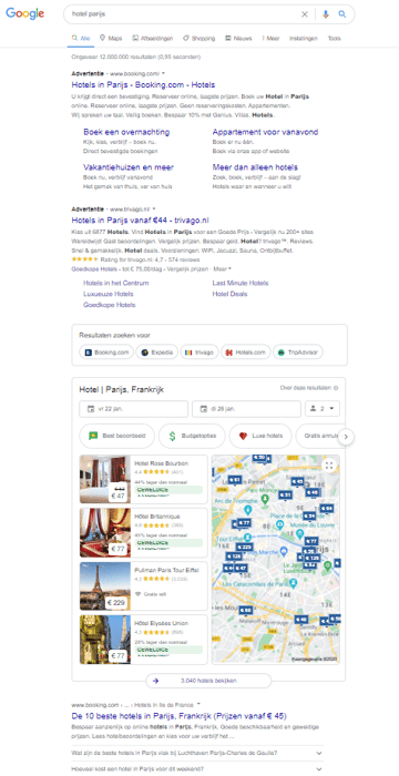 Hotel Ads search query