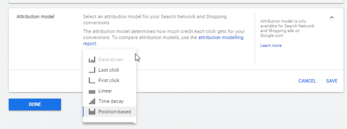 Attribution models intra channel