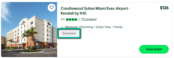 Tripadvisor Sponsored Placement