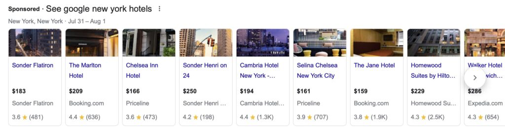 google zoekresultaten hotel new york