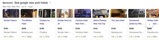 undefinedAnuncios de promoción de hotel en los resultados de búsqueda de Google
