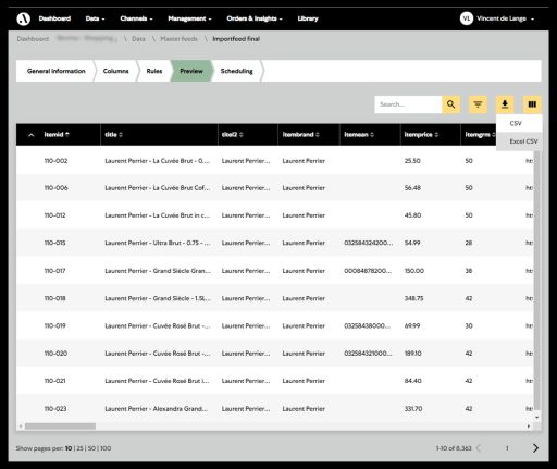 feedmanagement preview and scheduling